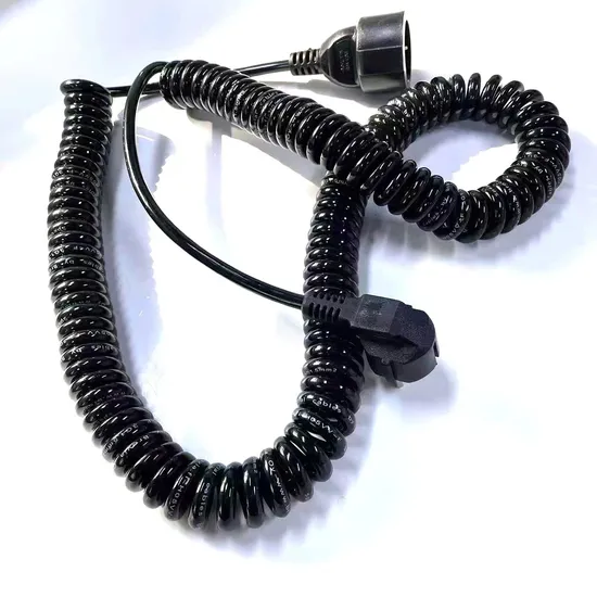 유럽 표준 EU 2핀 플러그 수컷-암컷 AC 전원 코드 연장 코드 나선형 케이블 와이어